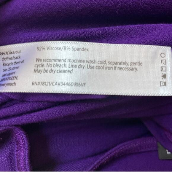 Eileen Fisher XS Tunic Dress Purple | Stretch Knit, Side Slits, Minimalist - Picture 6 of 6